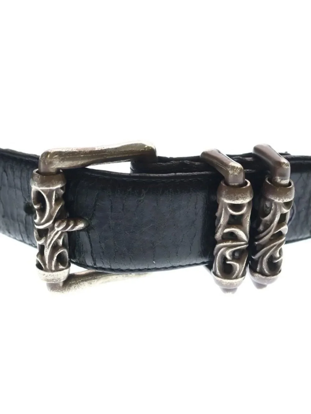 Chrome Hearts Vintage Blt Roller Buckle Leather Belt Silver
